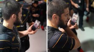 Islam Makhachev receives emotional call from Khabib moments after historic UFC Perth win