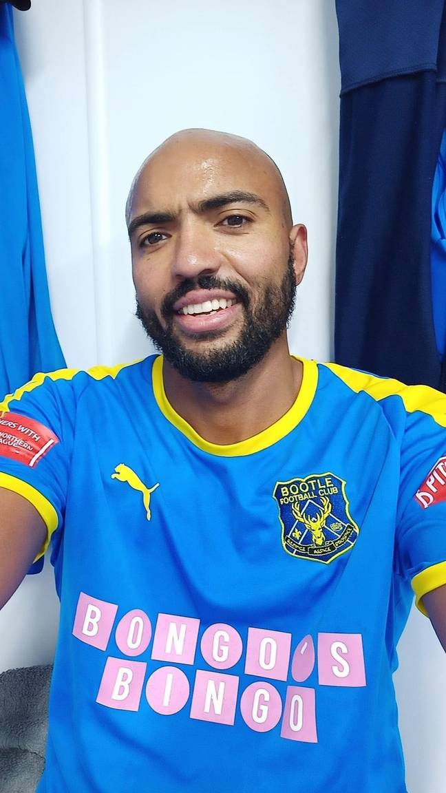 Nivaldo wearing the famous blue of Bootle FC. 