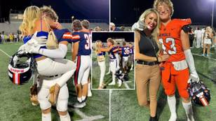 Mum hits back after video of her enthusiastic hug of 'proud' son at American football win goes viral