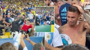 Footage emerges as fans clash with police in chaotic scenes ahead of Brazil vs Argentina