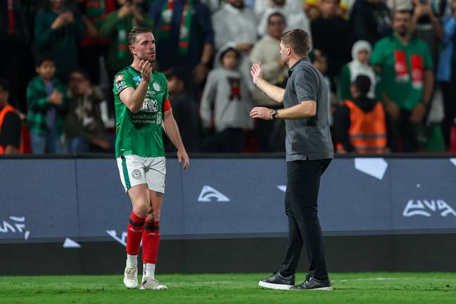 Gerrard and Henderson at full-time. (Image Credit: Getty)